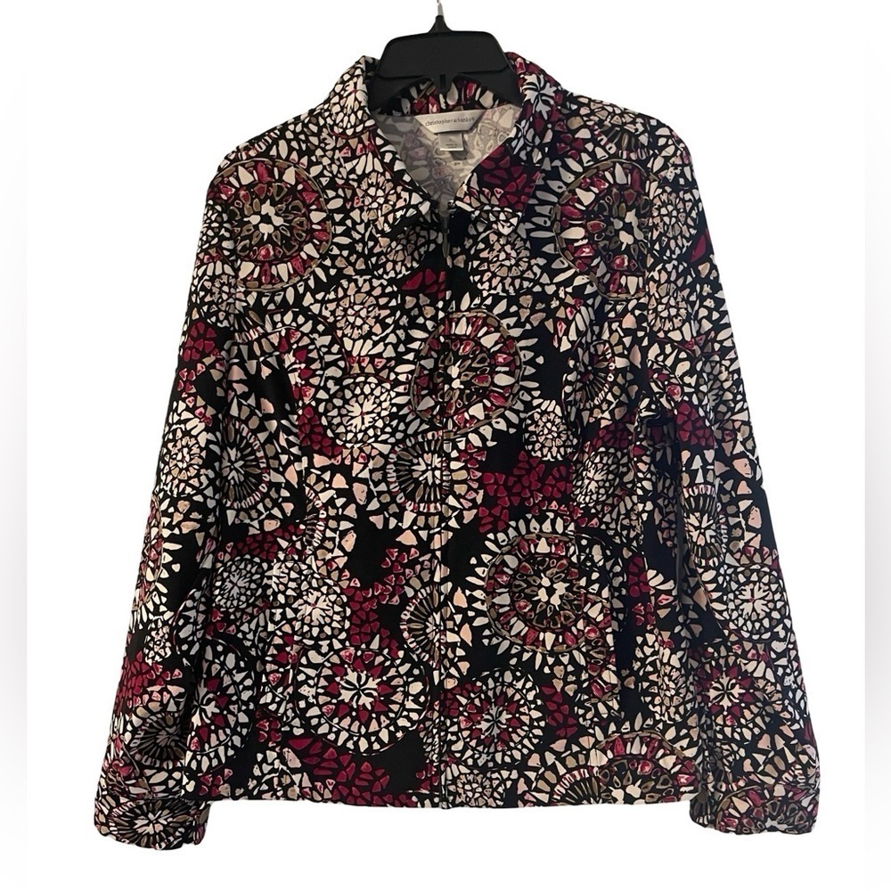 Christopher & Banks Geometric Lightweight Multi Color Jacket Size Large